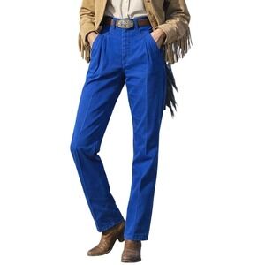 Vintage Wrangler Jeans Western Pleated Straight Leg Blue Denim 27 Waist